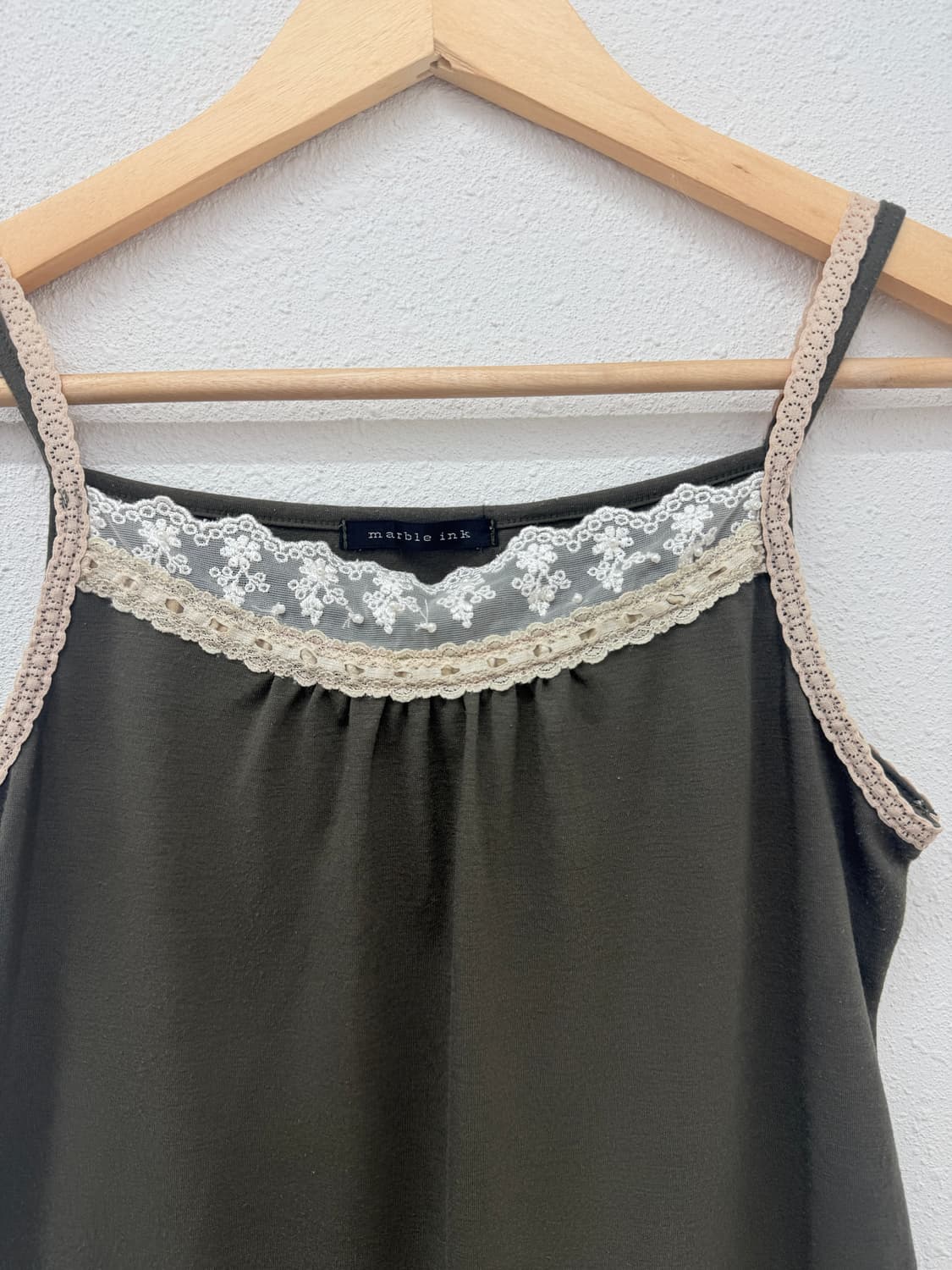 빈티지 카키 레이스 레이어드 슬리브리스 상품이미지3