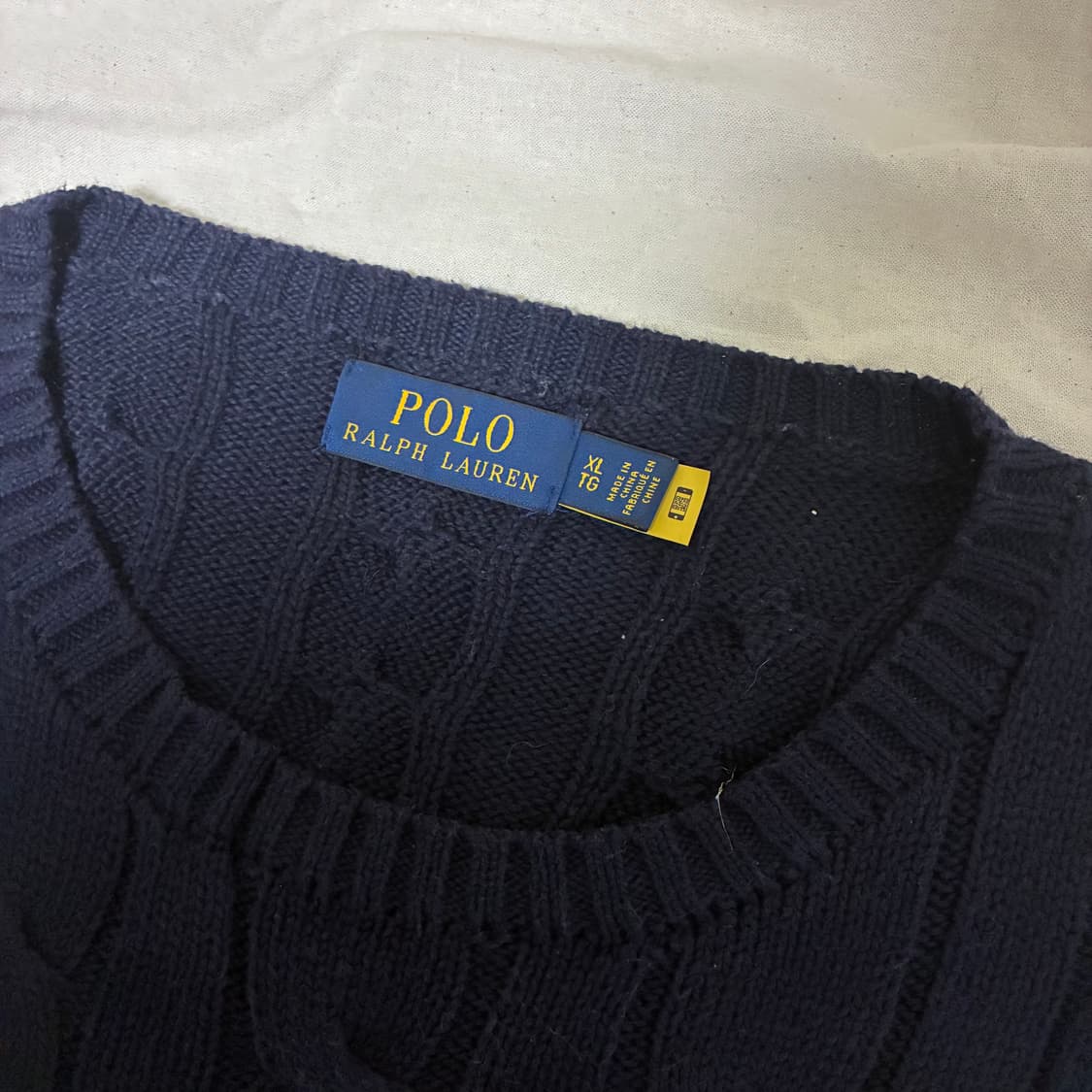 (QR정품) 폴로 네이비 꽈배기 니트 XL 상품이미지3