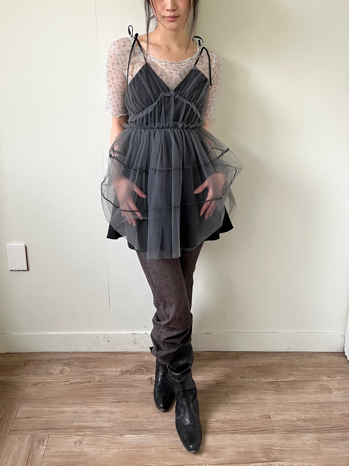 PHILLY 블랙 쉬폰 원피스 상품이미지8