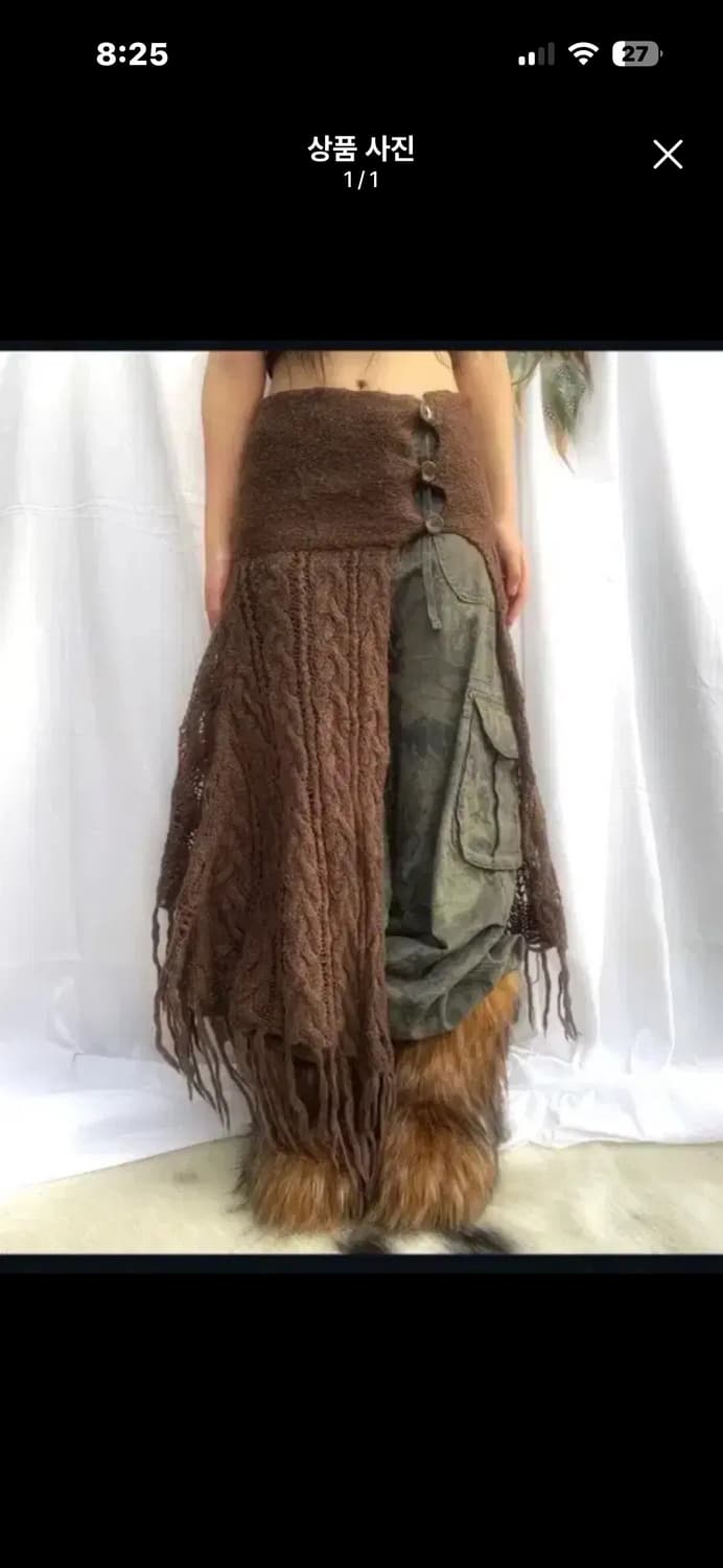 빈티지 카키 패턴 와이드 카고 팬츠 상품이미지2