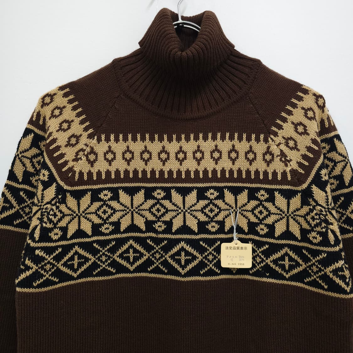 브라운 노르딕 패턴 터들넥 니트 일본빈티지 상품이미지2