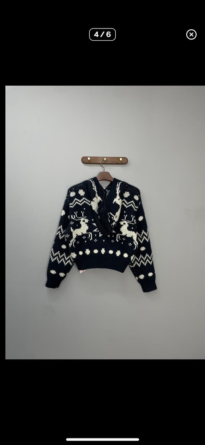 빈티지 노르딕 패턴 숏 니트 후드집업 A2933 상품이미지4