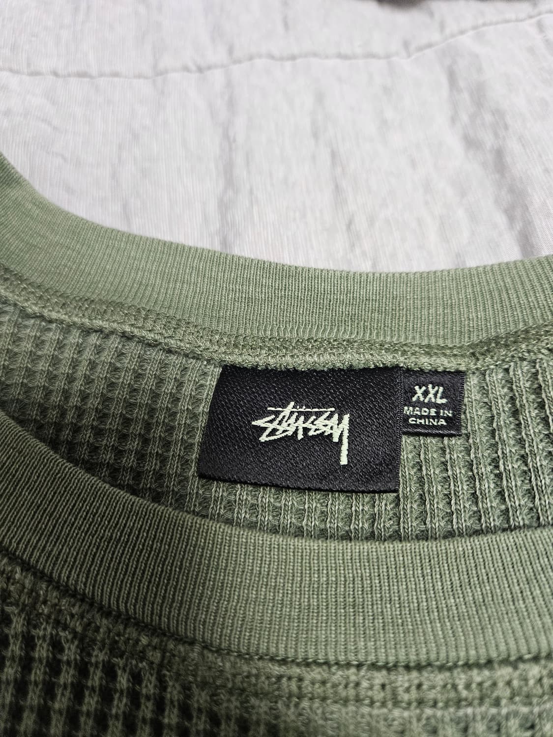 스투시 써멀 와플 롱슬리브 XXL 카키 상품이미지3