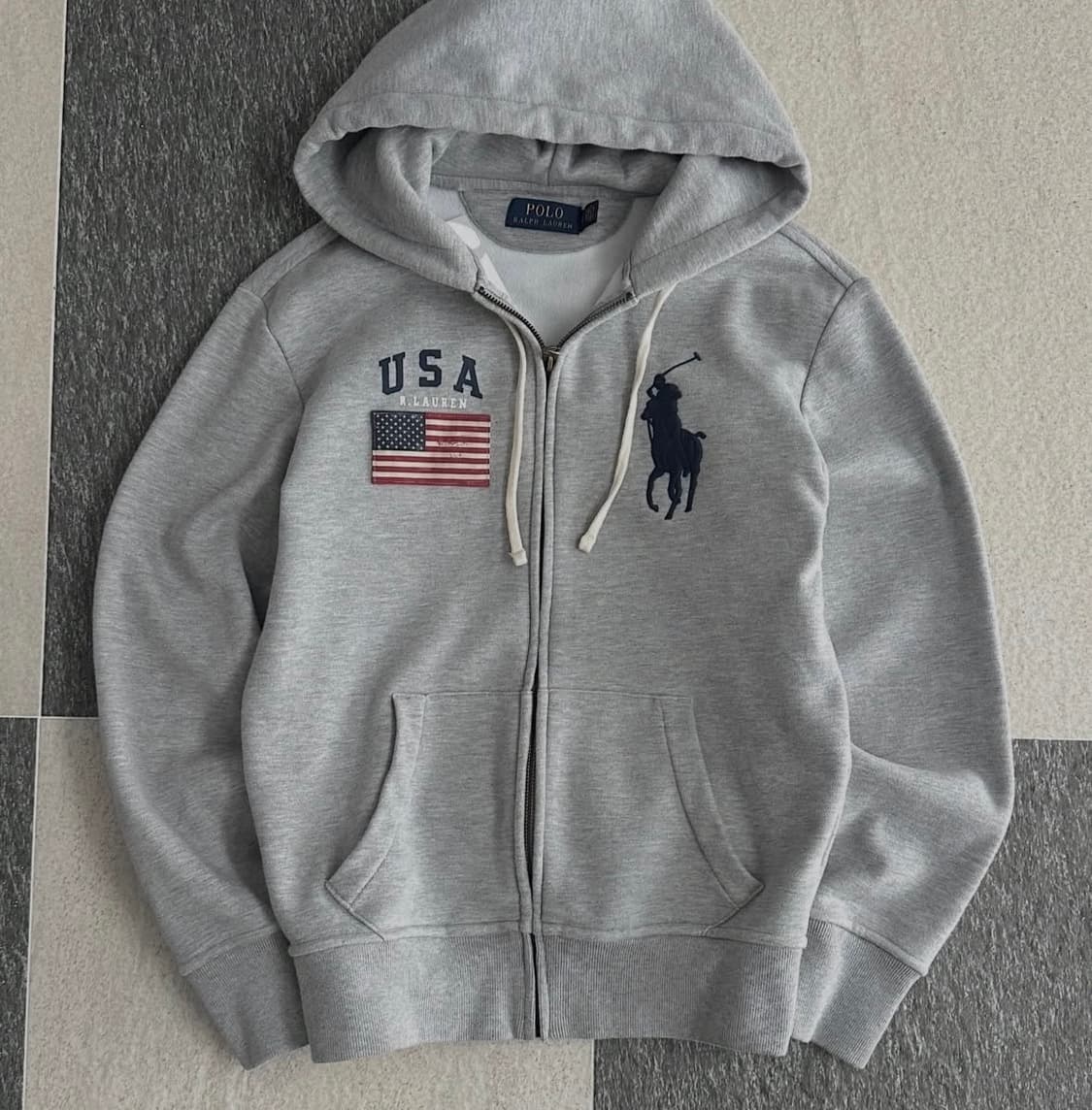 폴로 랄프로렌 빅포니 USA 그레이 후드집업 상품이미지1