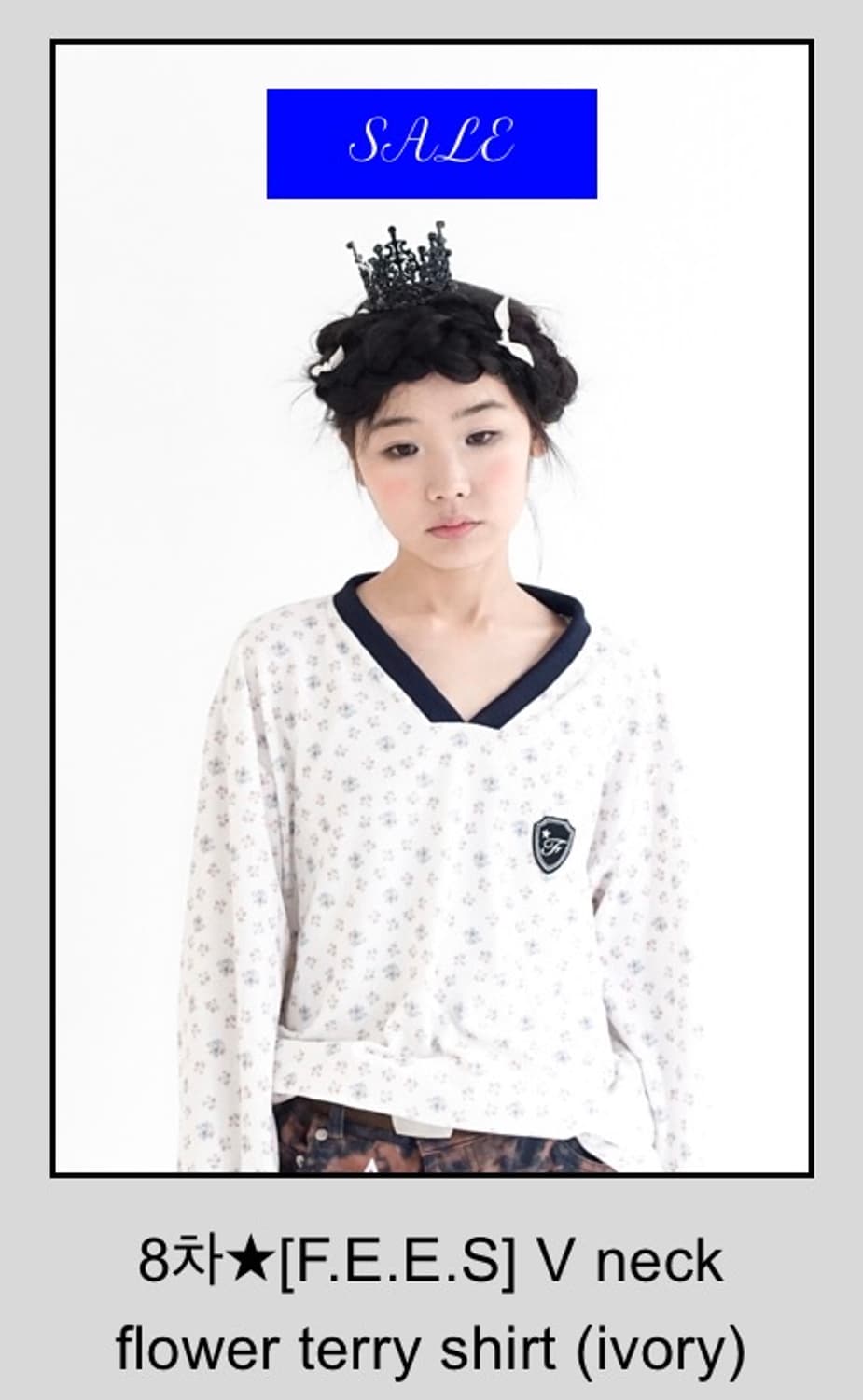 샵페어리 V neck flower terry shirt 상품이미지2