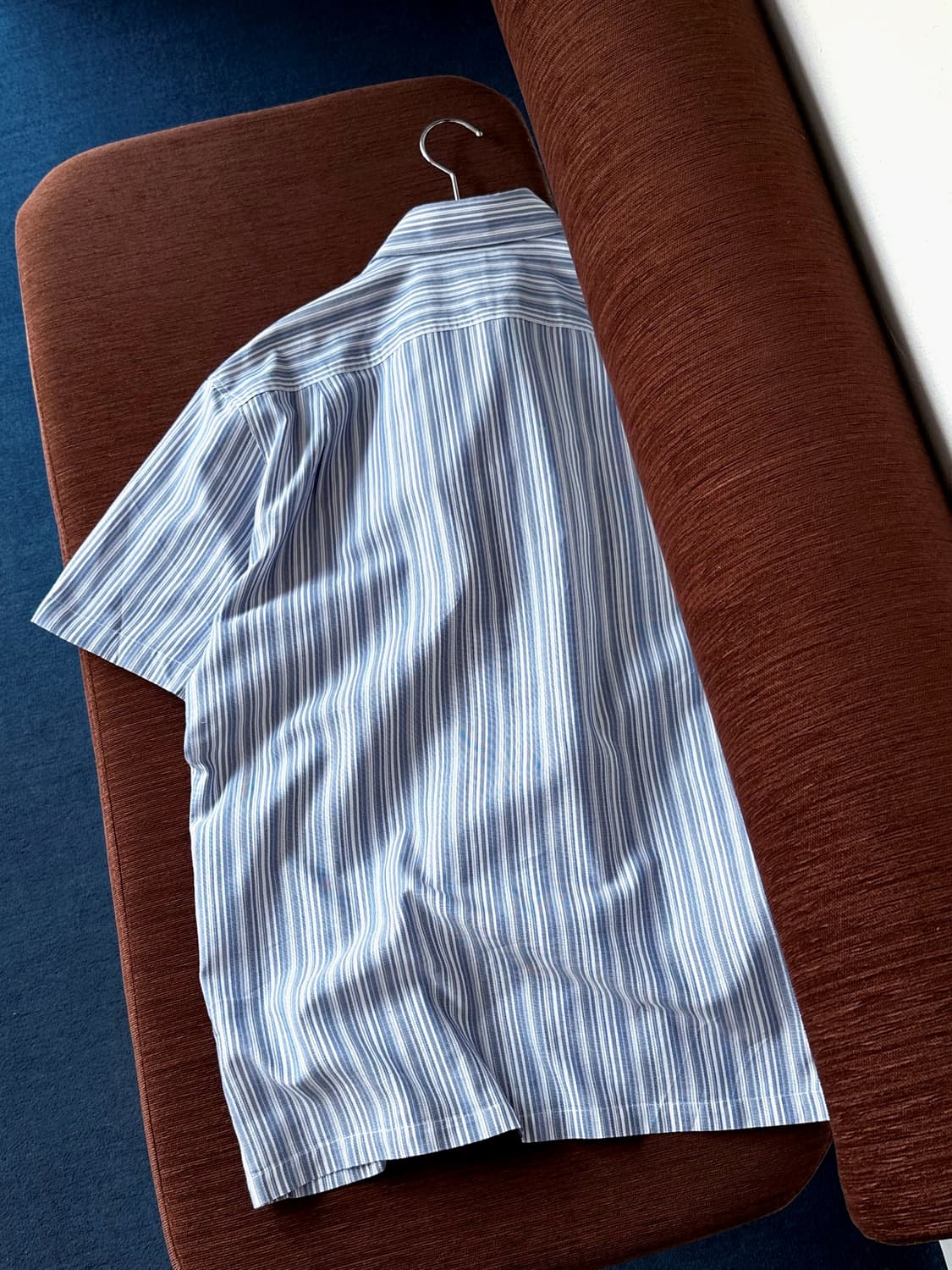 High count multi stripe woven H/S shirt 상품이미지4