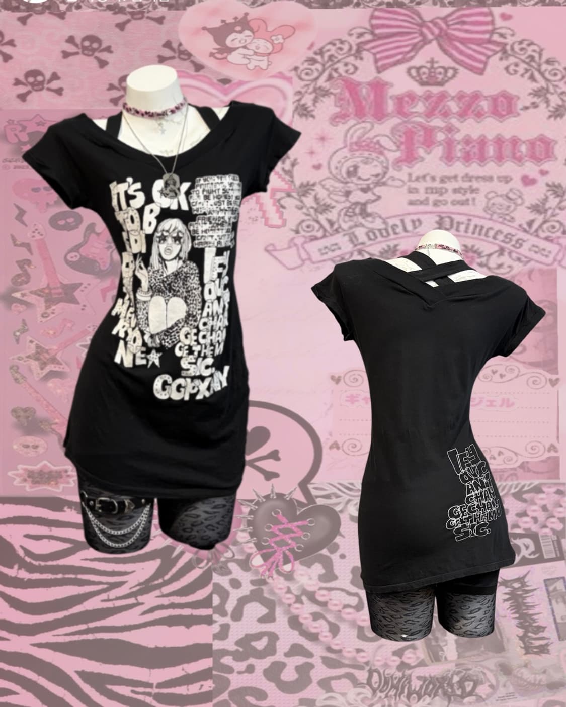 00's glam Cross-neck strap short sleeve 상품이미지1