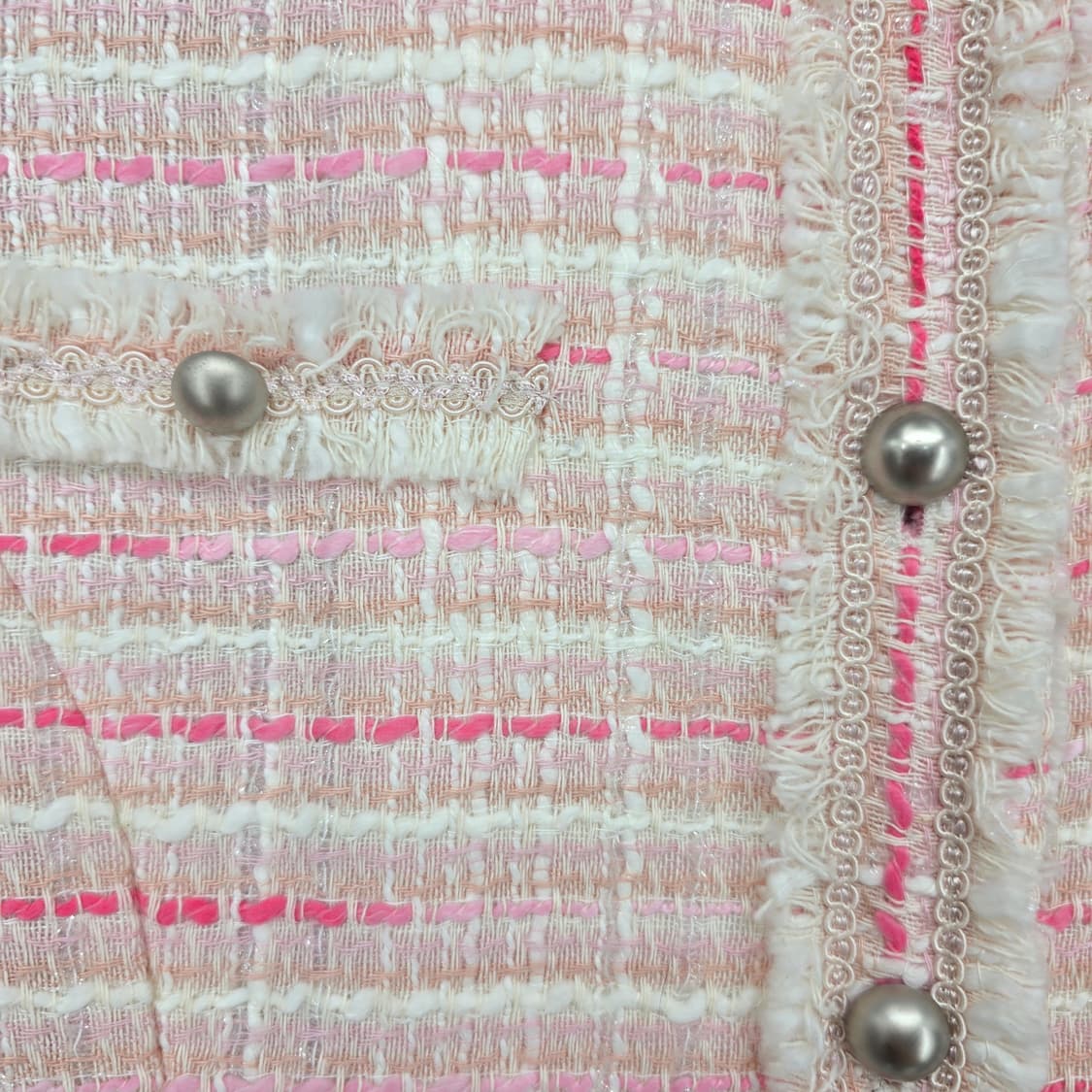 NAFNAF 파리 핑크 트위드 봄 코디 자켓 S 상품이미지8