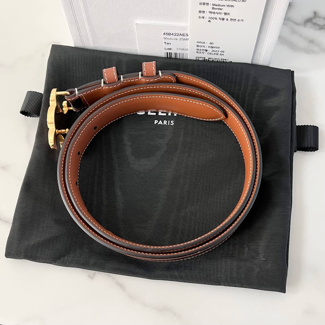 [S급/정품] 셀린느 트리옹프 캔버스 금장 로고 벨트 상품이미지7