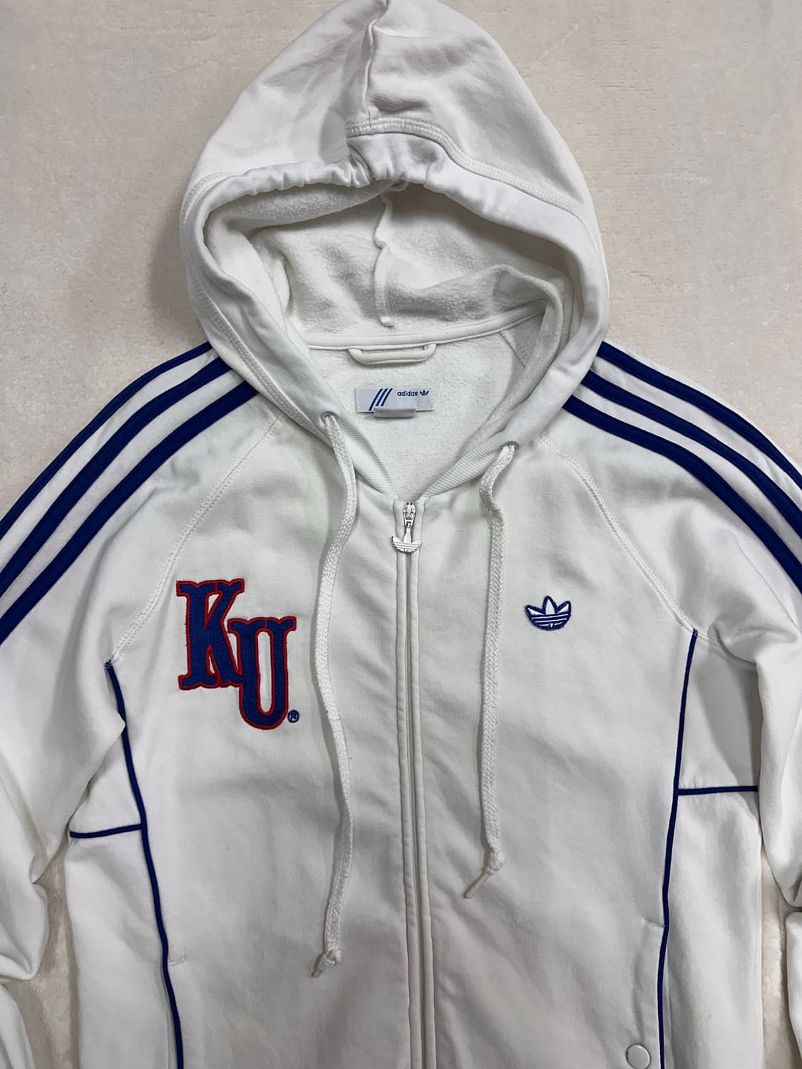 (90)아디다스 희귀 트레포일 로고 캔자스 후드집업 흰파 상품이미지2