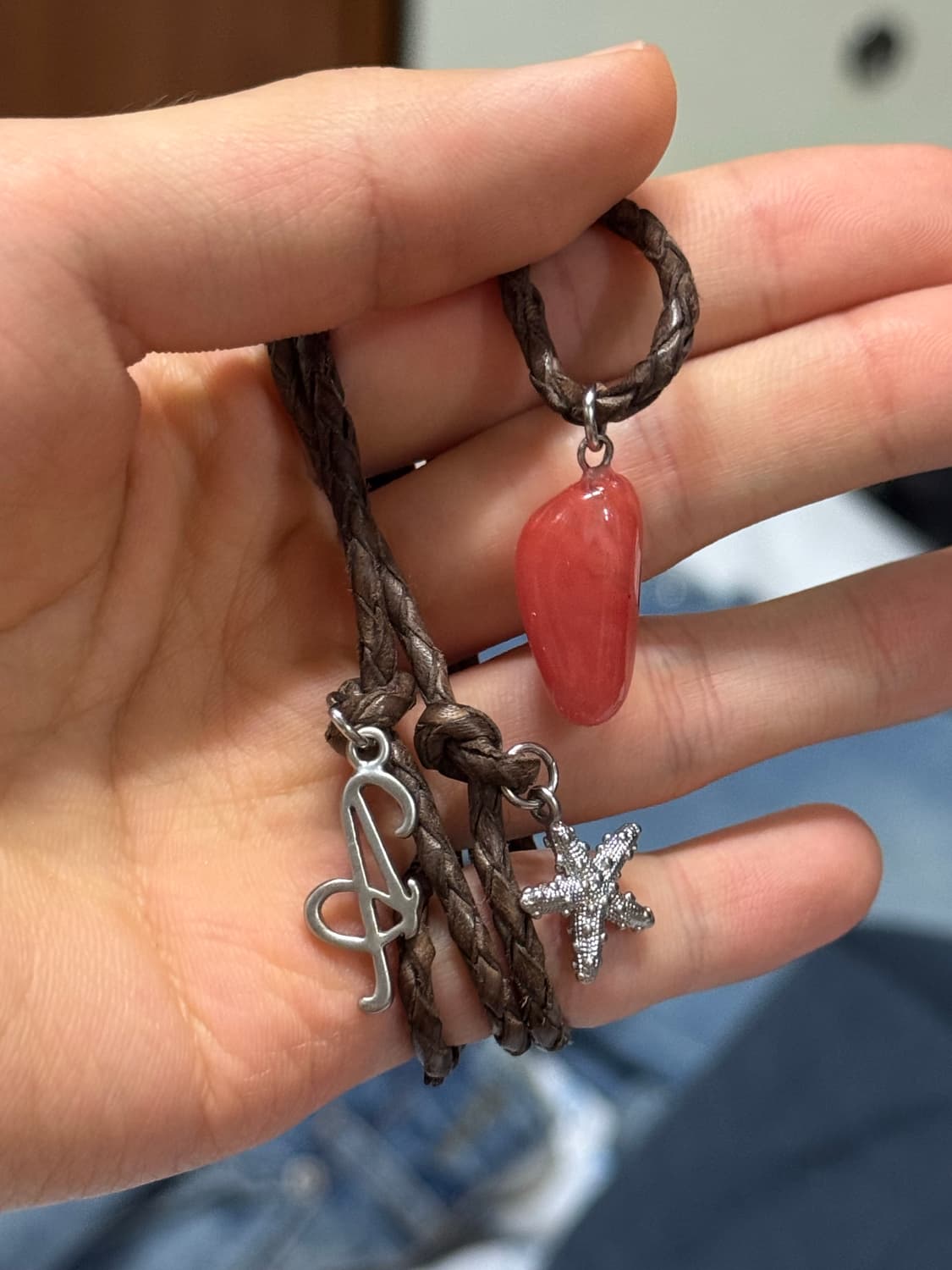 애프터프레이 오션 주얼 레더 목걸이 텐저린 상품이미지1