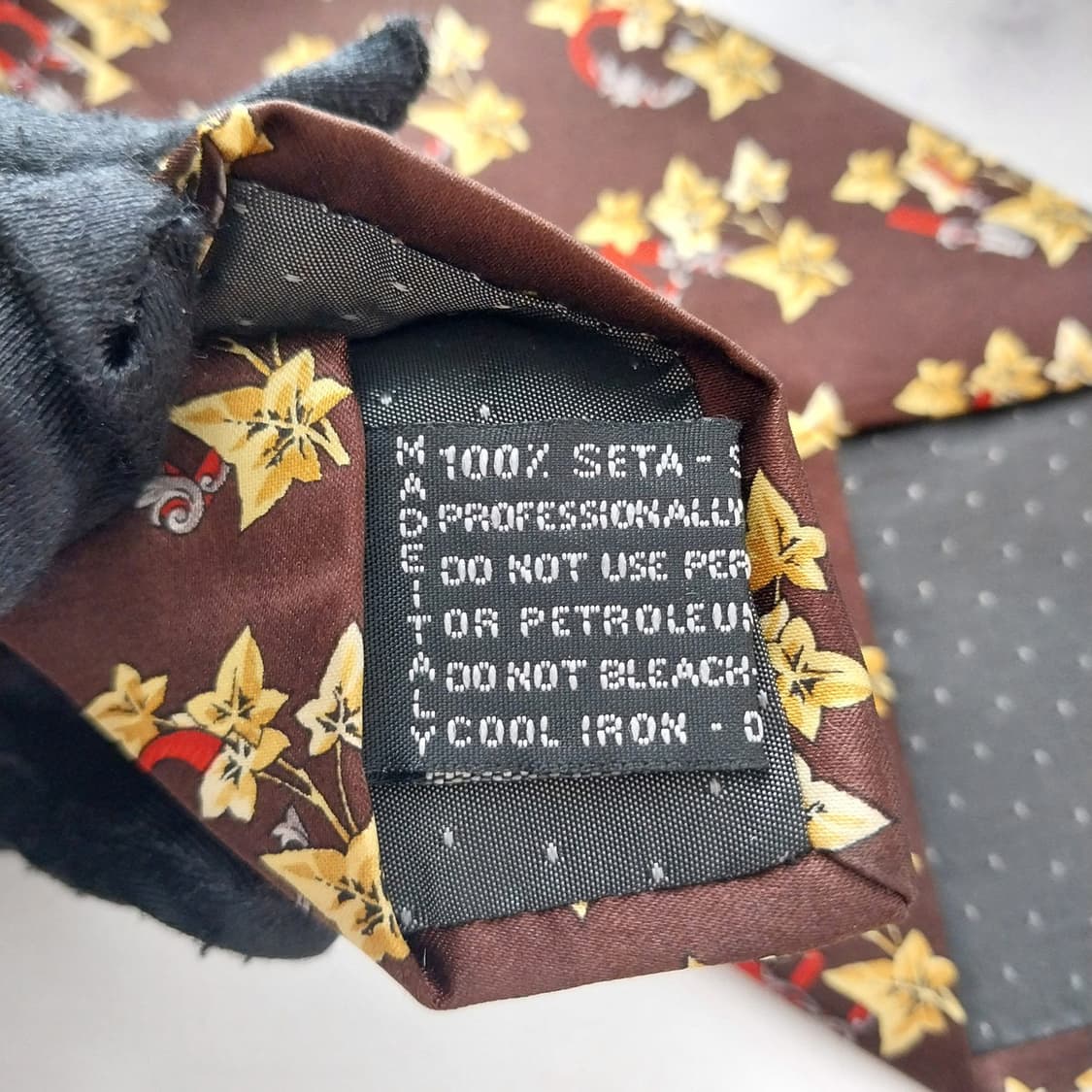 베르사체 실크 브라운 플라워 패턴 넥타이 9.7cm A+등급  K1262 상품이미지10