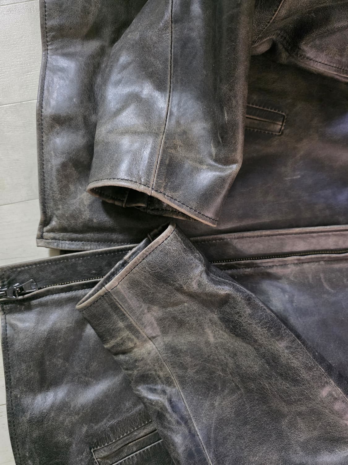 쿠어 네추럴 필링 풀업 가죽 자켓 M 상품이미지5