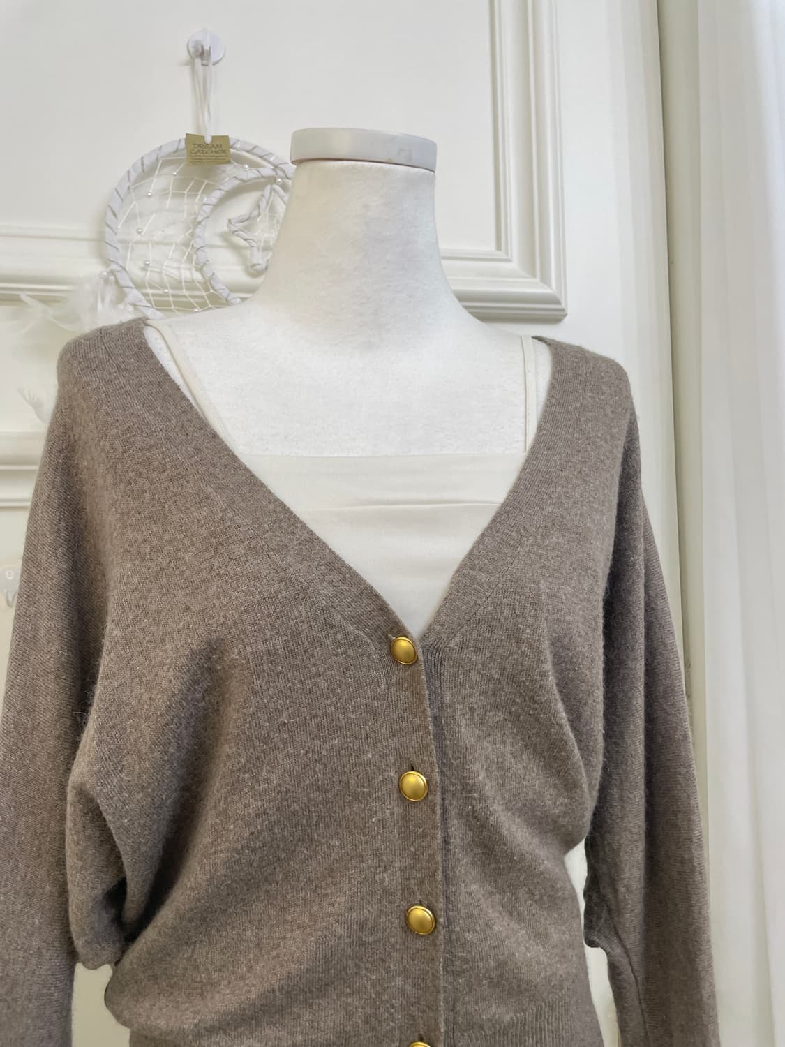 milk brown gold button cardigan&ivory ba 상품이미지6