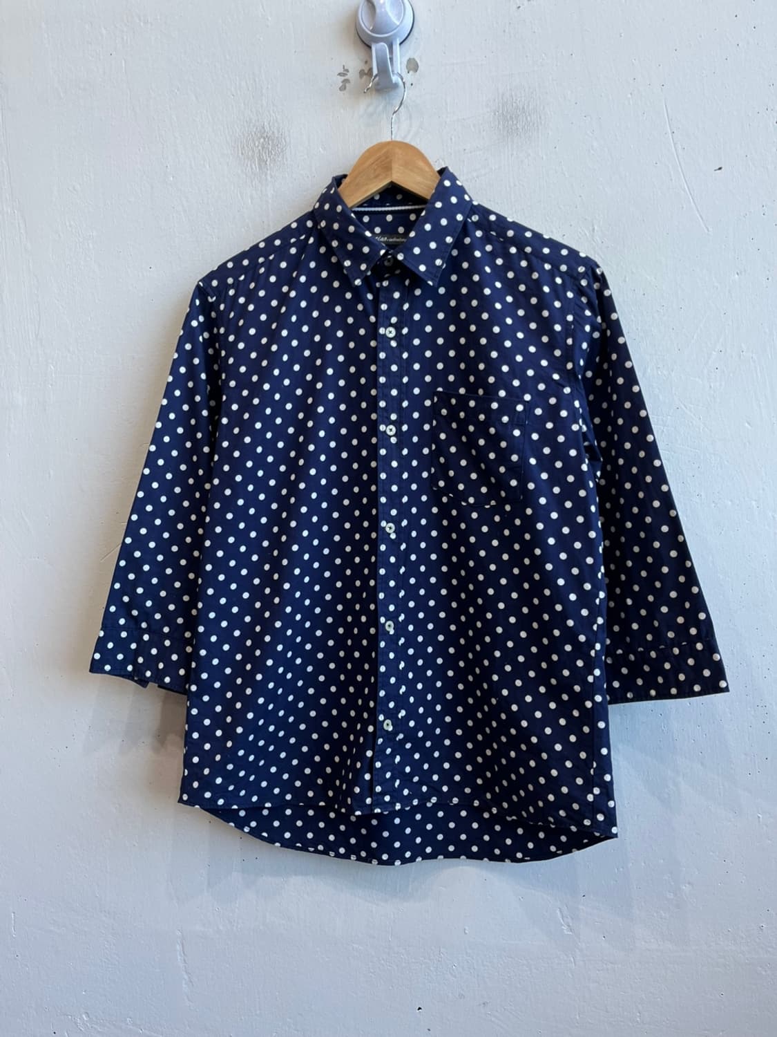 Made in JAPAN 도트 땡땡이 셔츠 네이비 상품이미지1