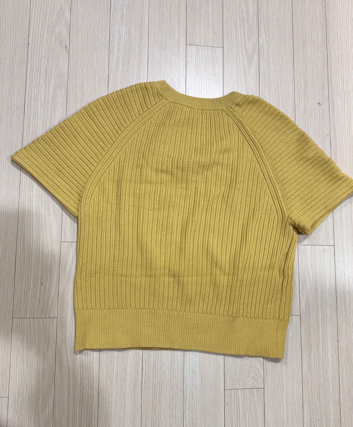 55 55반 띠어리 머스타드 반팔 골지 코튼 니트 스웨터 상품이미지7