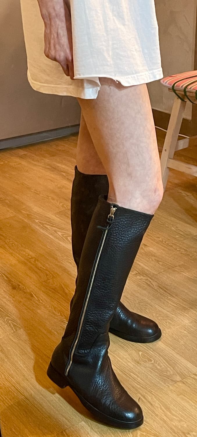 리얼 카우레더 지퍼 롱부츠 블랙 38사이즈(245~250) 상품이미지9