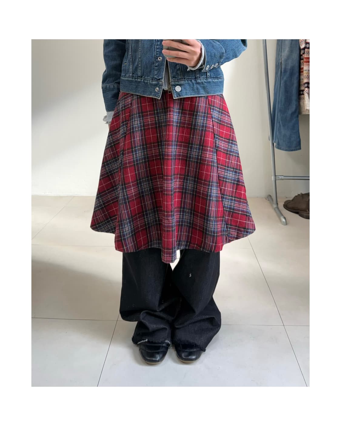 빈티지 체크 스커트 상품이미지4