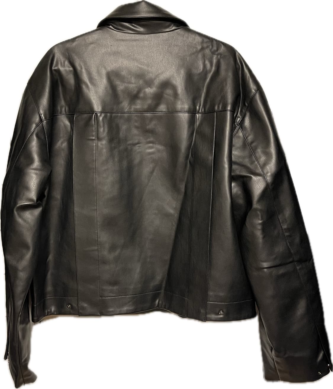 플랙 블랙 신세틱 레더 자켓 상품이미지2