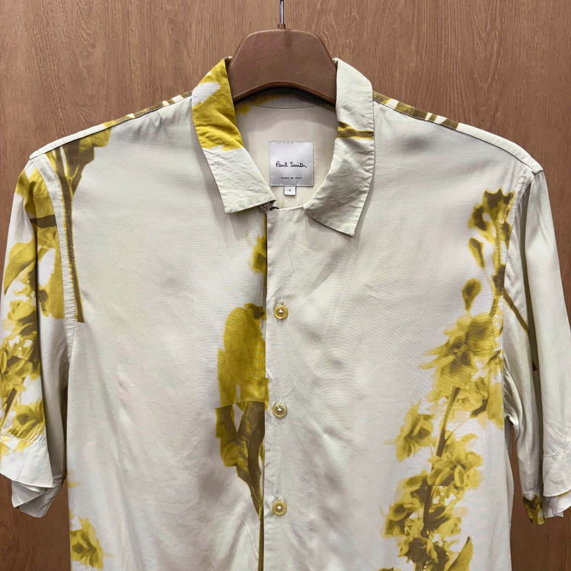 폴스미스 플로럴 반팔 셔츠 유니크 아트프린트 패턴 아이보리 옐로우 상품이미지4