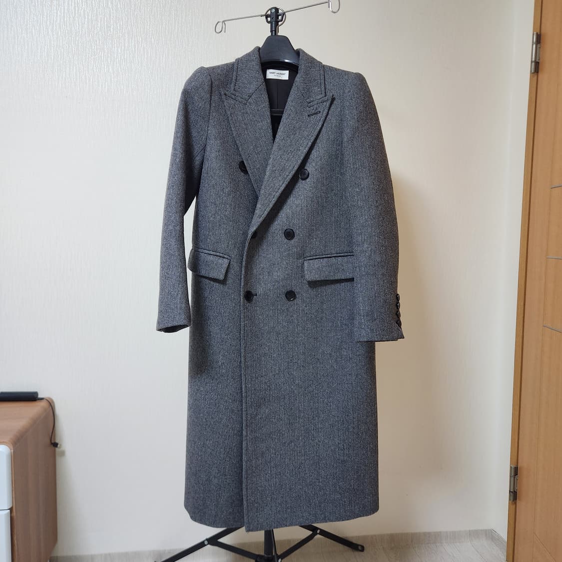 생로랑 헤링본 더블 코트 L made in Italy 상품이미지1