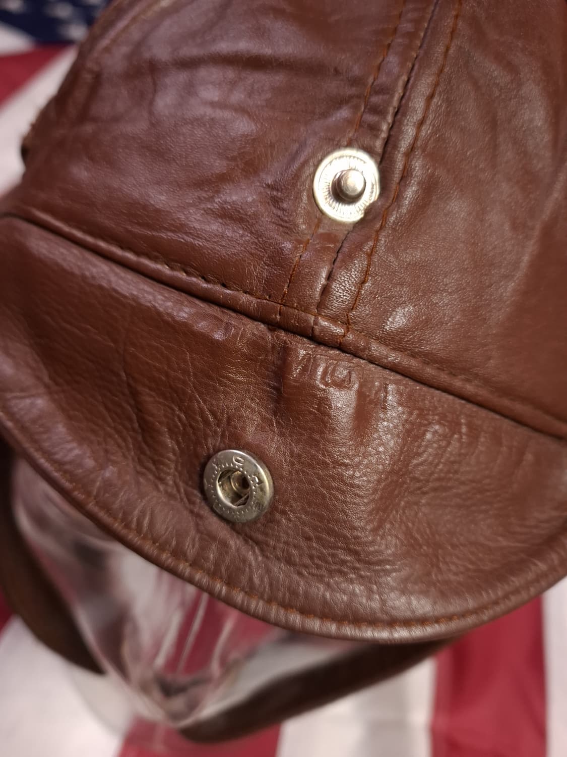 새제품급 밀텍사 WW1 복각 리얼레더 에어로스쿼드론 플라잉 헬멧 상품이미지5