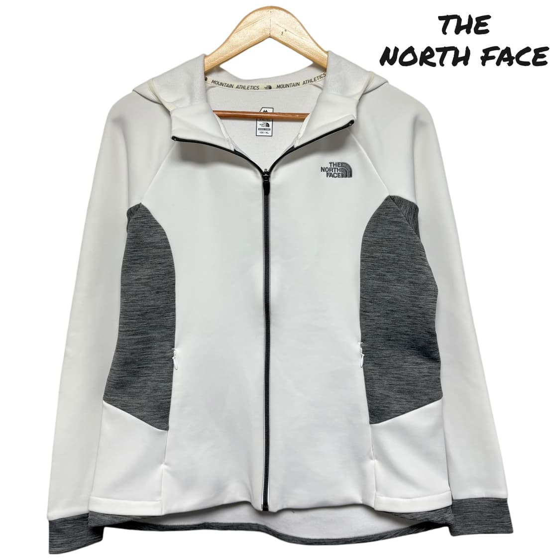 3869 노스페이스 화이트 그레이 져지 후드집업 상품이미지1
