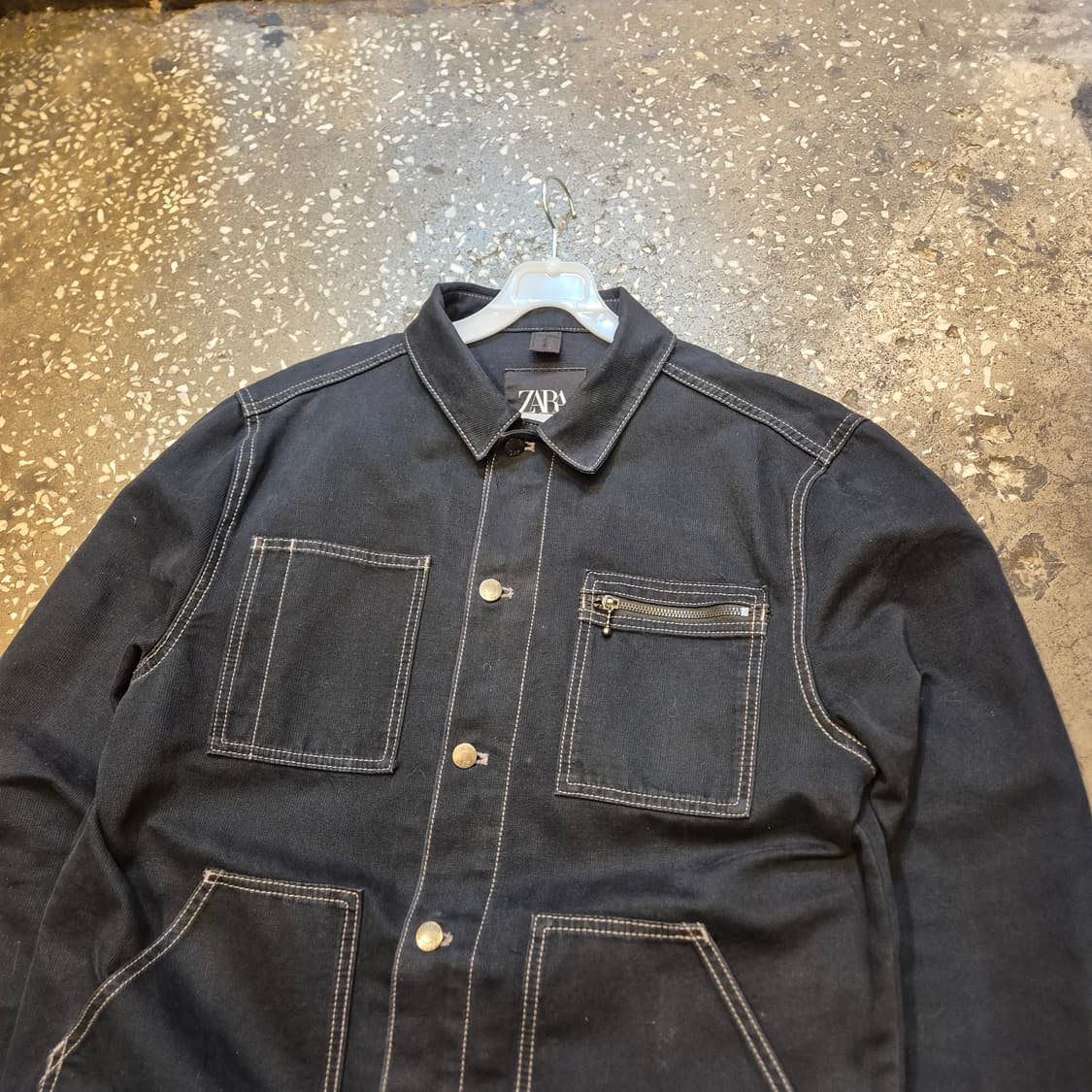 L~XL(착샷잇음) 자라 블랙 면 트러커자켓  상품이미지8
