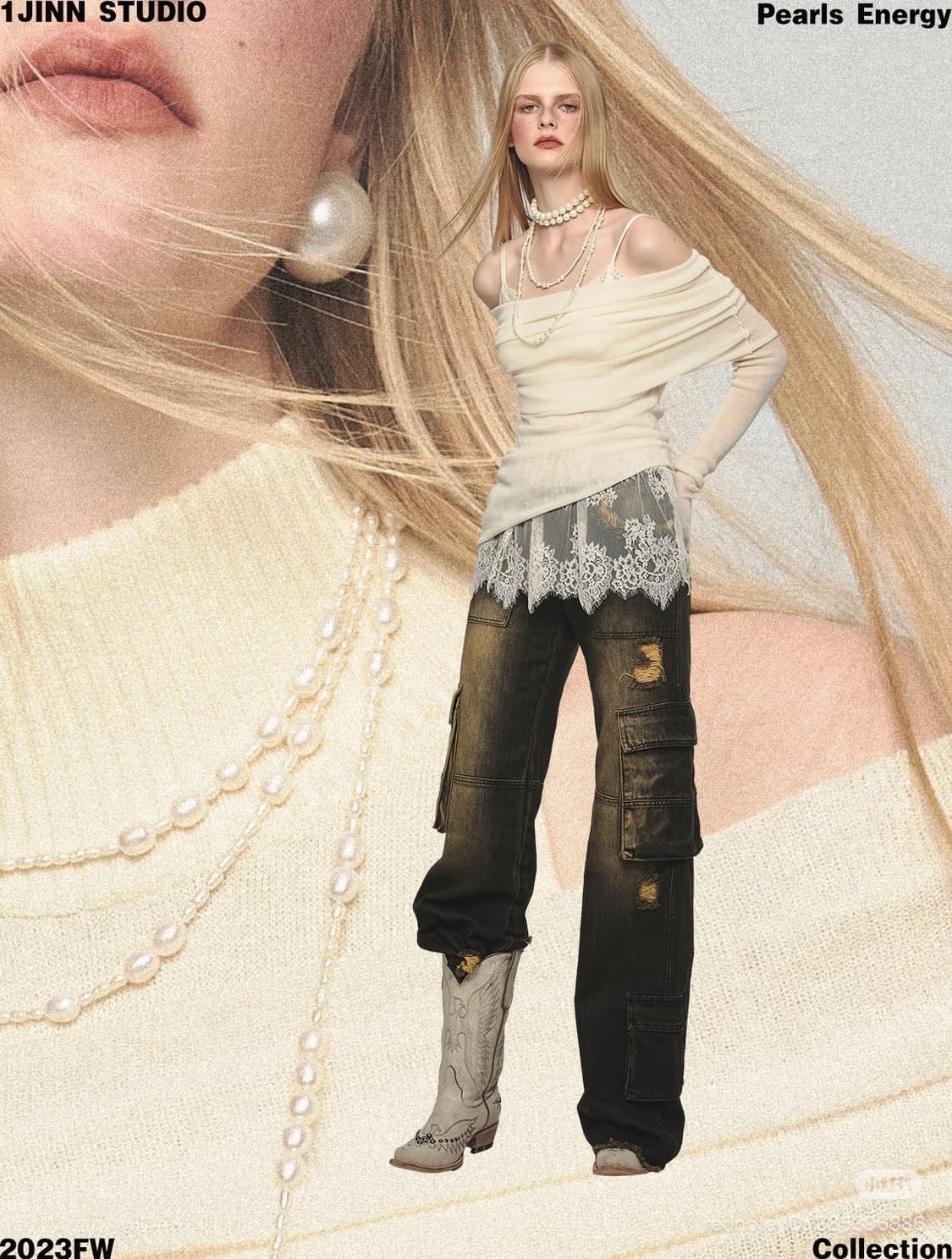 중브 원진스튜디오 패턴 레이스 슬립 레이어드 상품이미지2