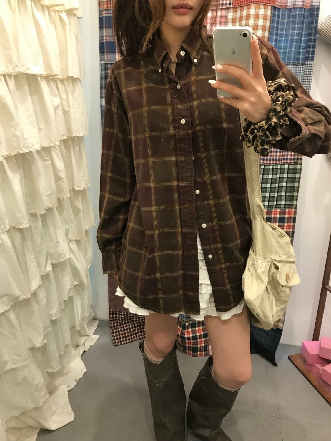 폴로 브라운 체크셔츠  상품이미지4