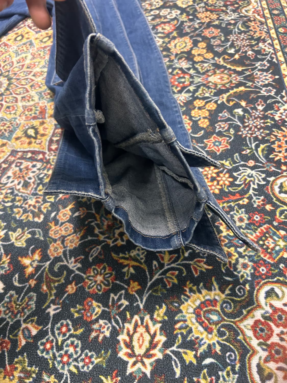 유니크 절개 디테일 스판 데님 팬츠 상품이미지4