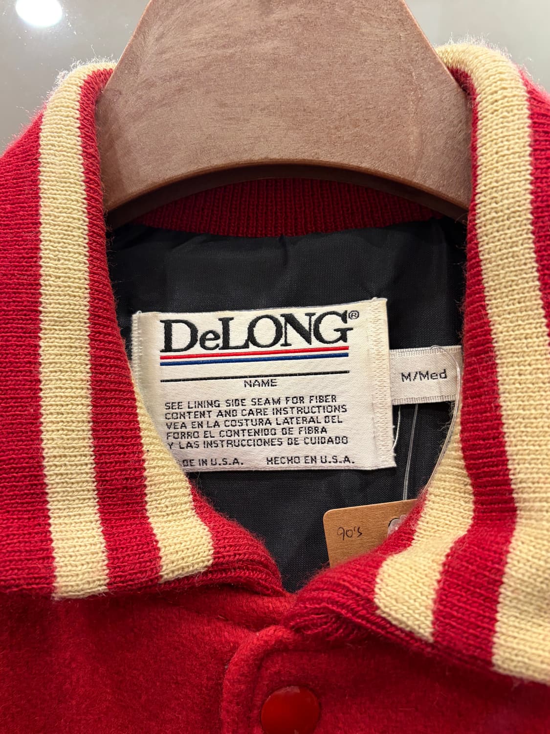 90s Delong 리얼레더 울 바시티 자켓 (made in USA) 상품이미지9