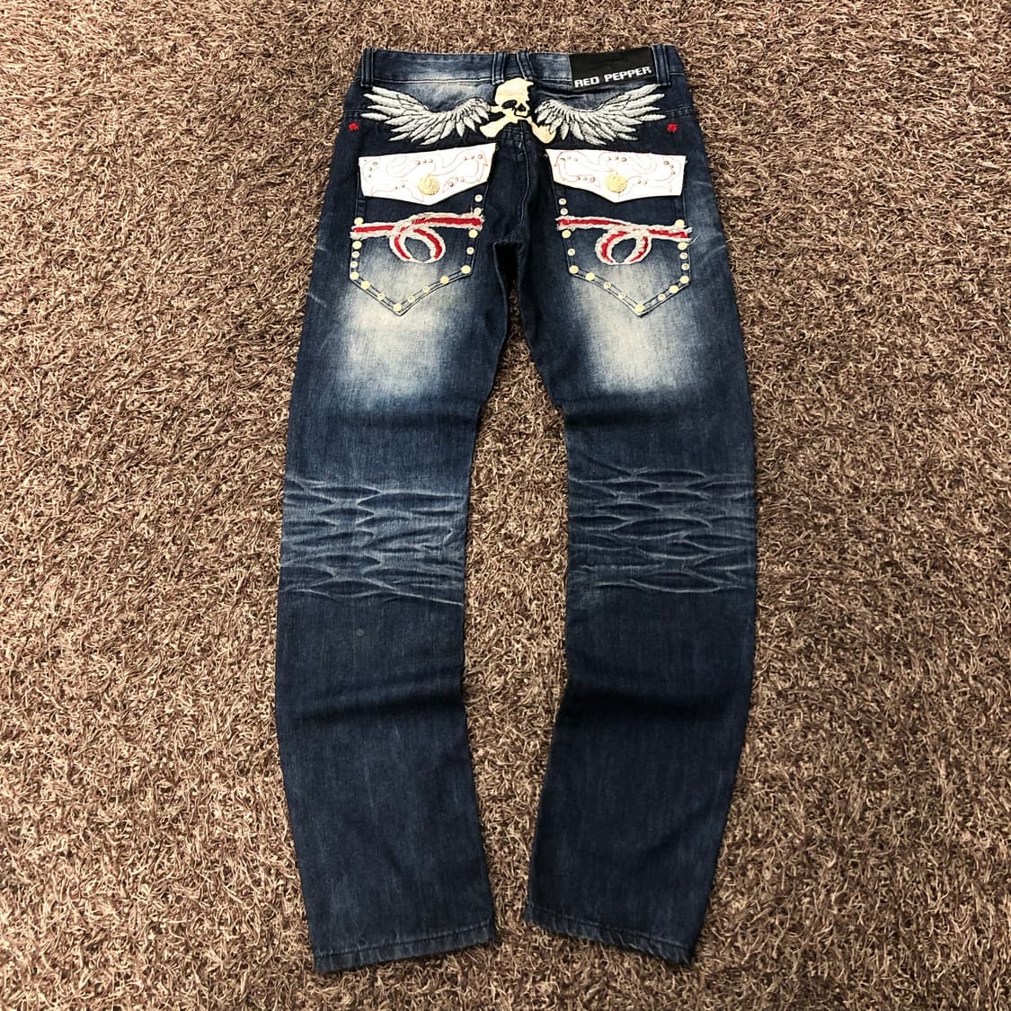 32 레드페퍼 스컬 펑크 워싱 데님 팬츠 상품이미지3