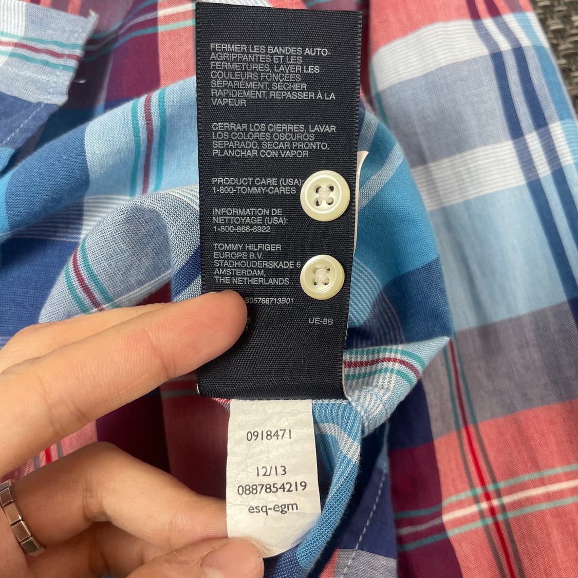타미힐피거 뉴욕핏 레드 블루 체크 패턴 긴팔 셔츠 L 상품이미지8