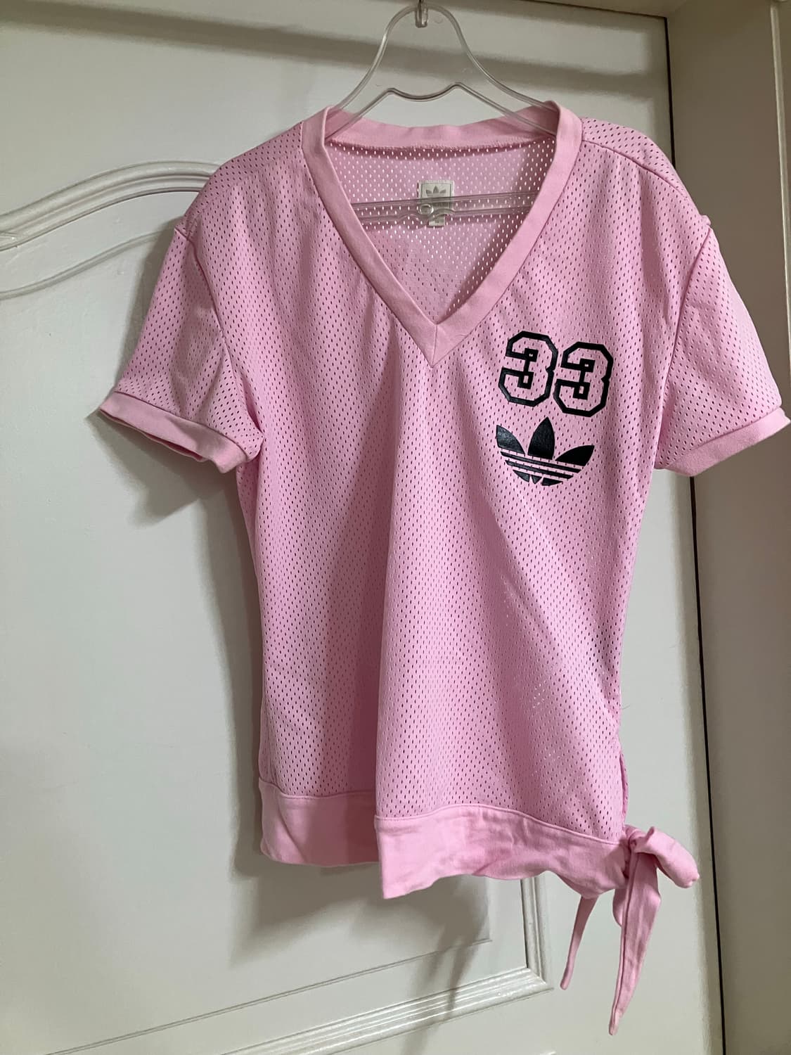 아디다스 핑크 메쉬 반팔 티셔츠 상품이미지1