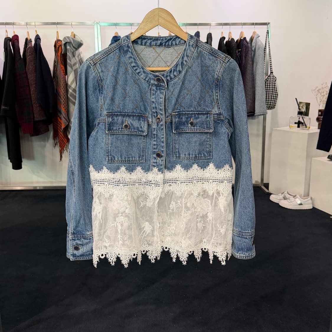 [M] 리메이크 커스텀 레이스 데님 청자켓 상품이미지1