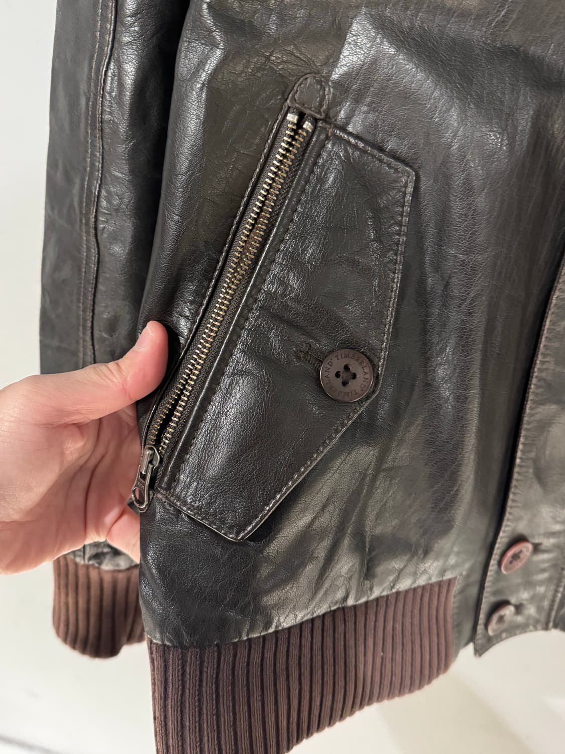 팀버랜드 카우하이드 하이넥 가죽자켓  상품이미지7
