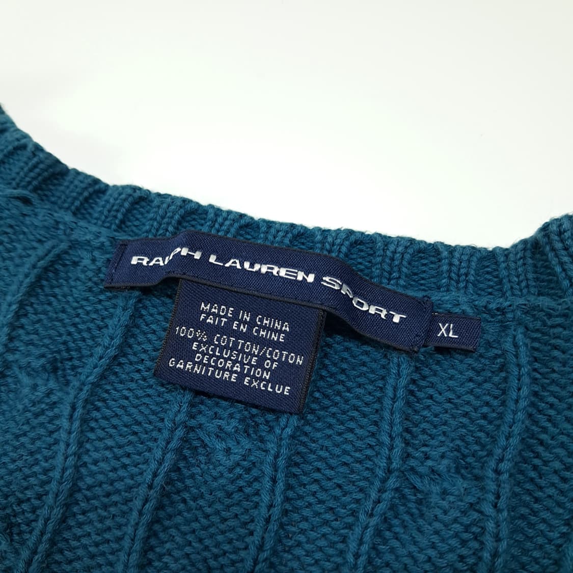 CL361 XL 폴로 00s 코튼 케이블 브이넥 틸블루 니트 상품이미지4