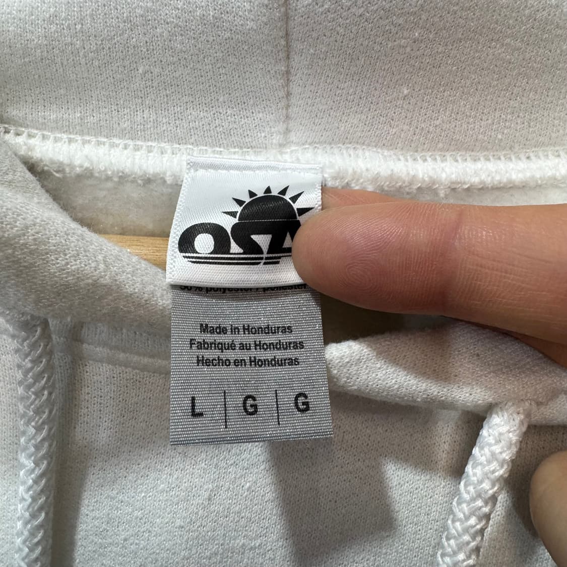 오사마리 크루 화이트 스웻 후드티 (XL)   상품이미지4