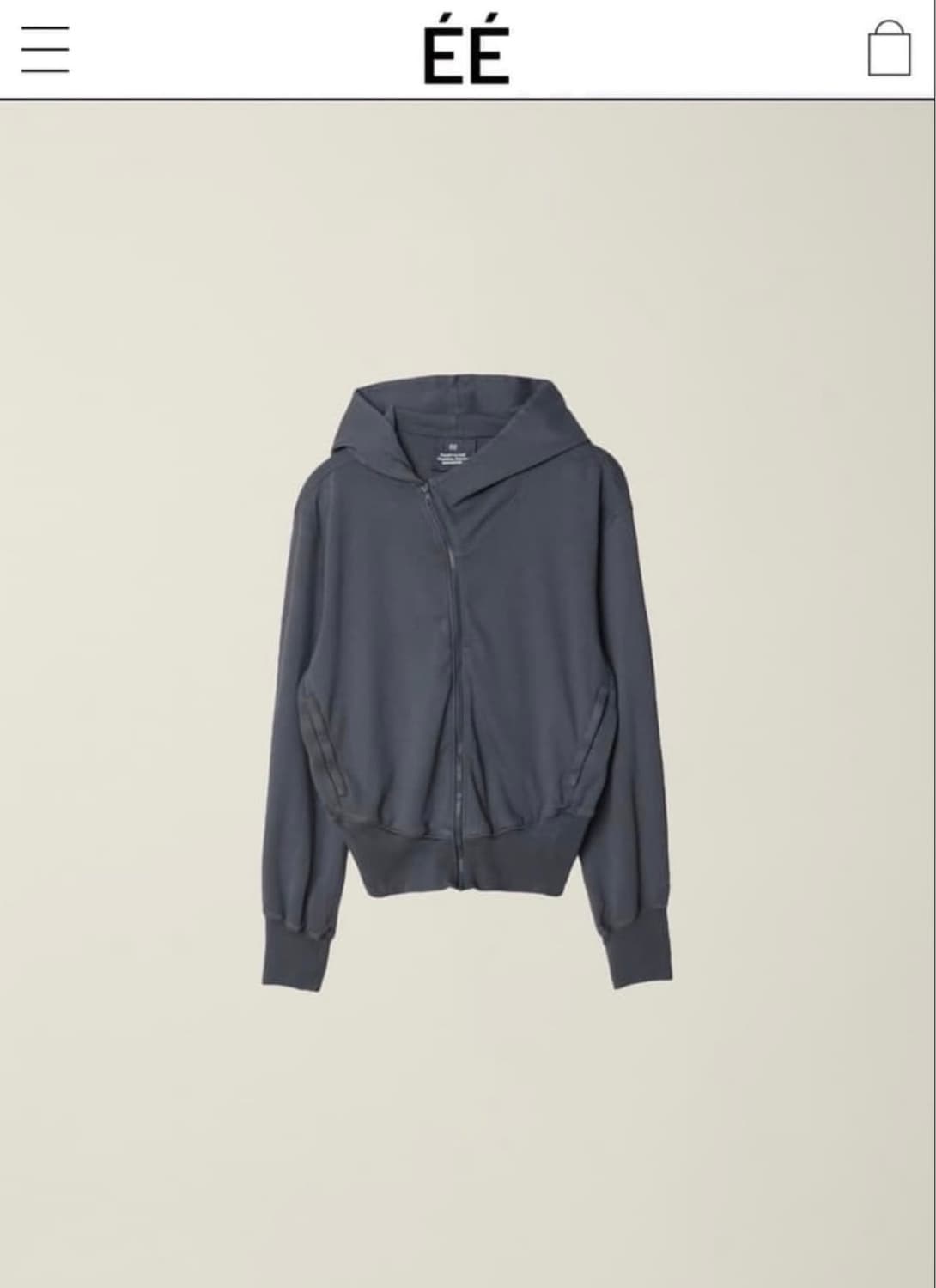 ÉÉ GARMENT DYED CURVED HOODED ZIP JACKET 상품이미지1