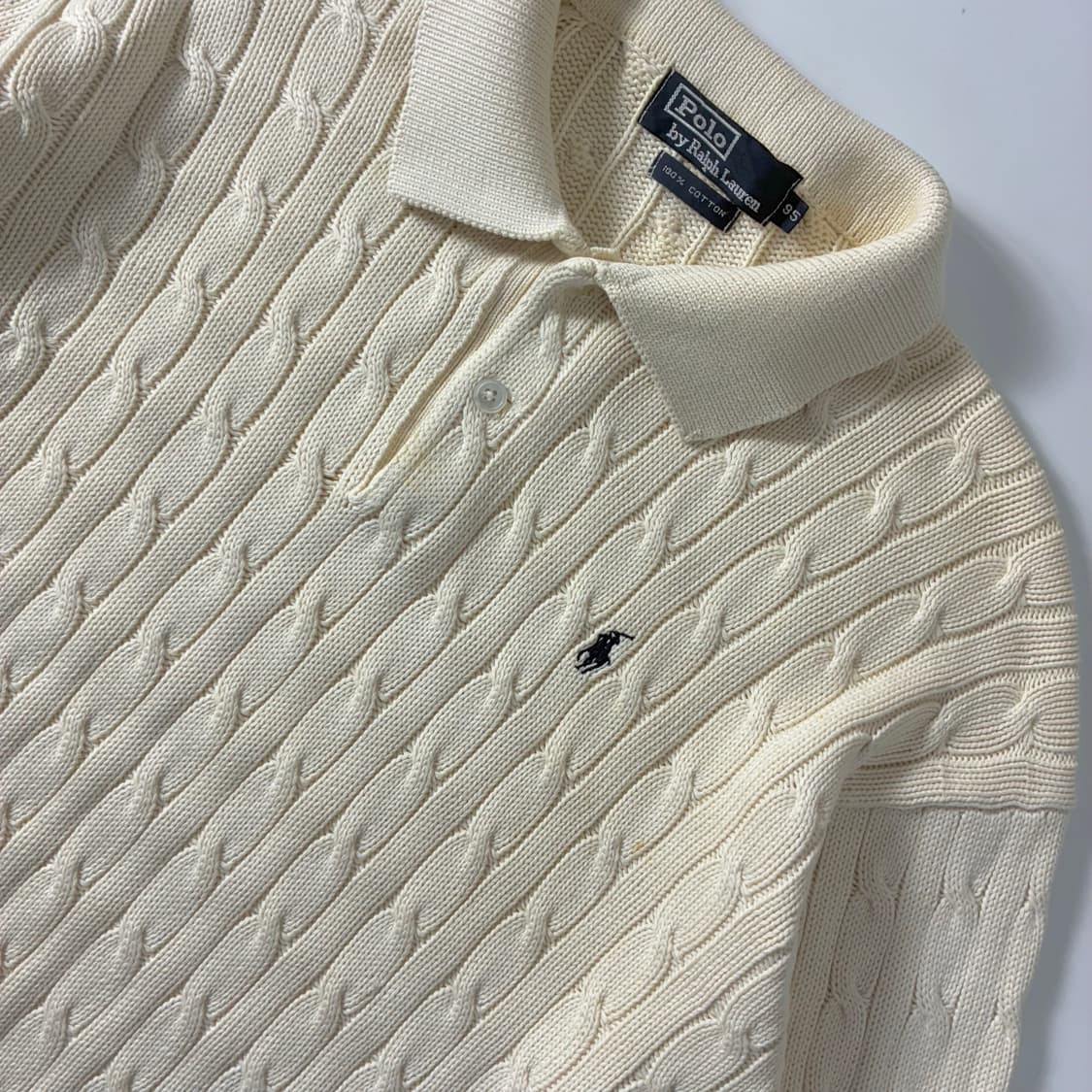 Polo  폴로 랄프로렌 자수 코튼 꽈배기 카라 니트   상품이미지3