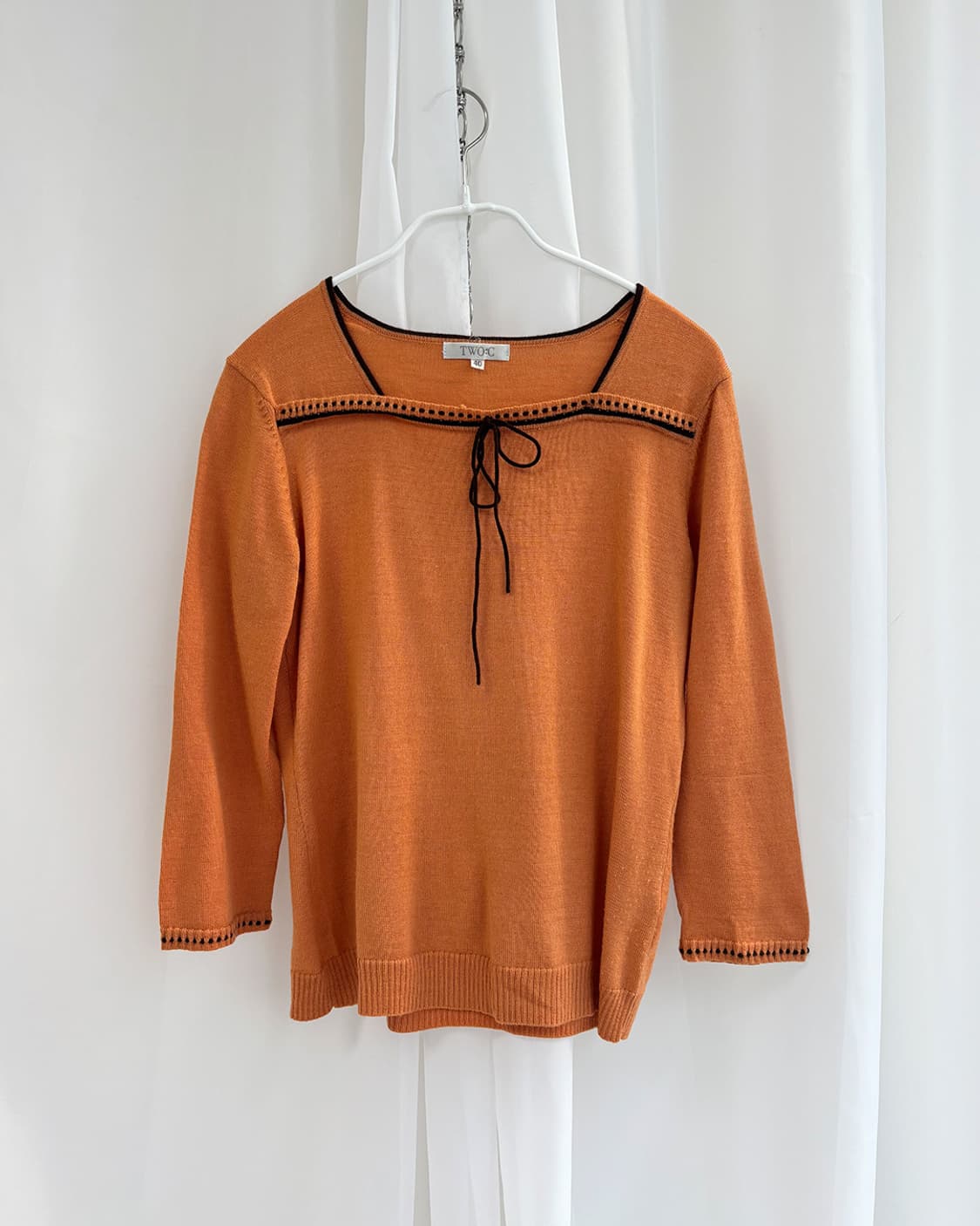 투야 오렌지 브라운 스티치 7부 풀오버 상품이미지1