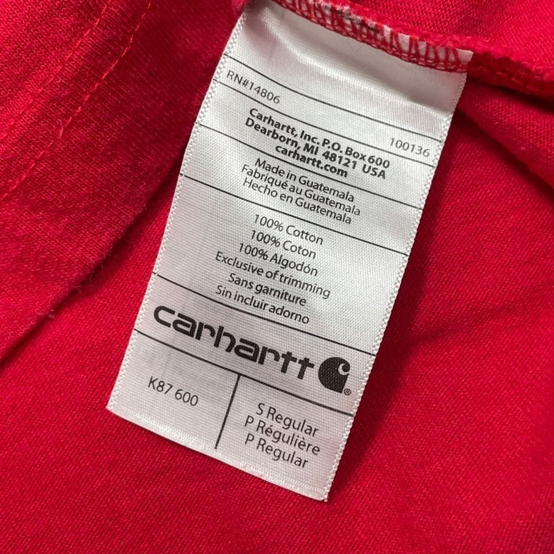 CARHARTT 포켓 반팔티셔츠 레드 S 상품이미지4