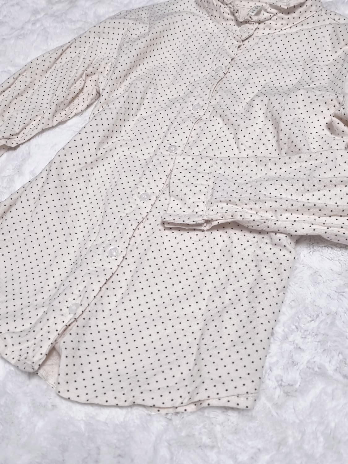 여성 도트 빈티지 블라우스 셔츠 아이보리 상품이미지4