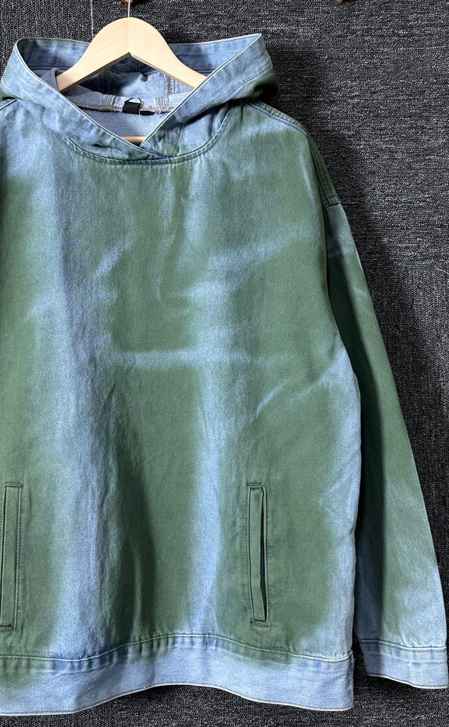 청록색 데님 후드티 상품이미지3