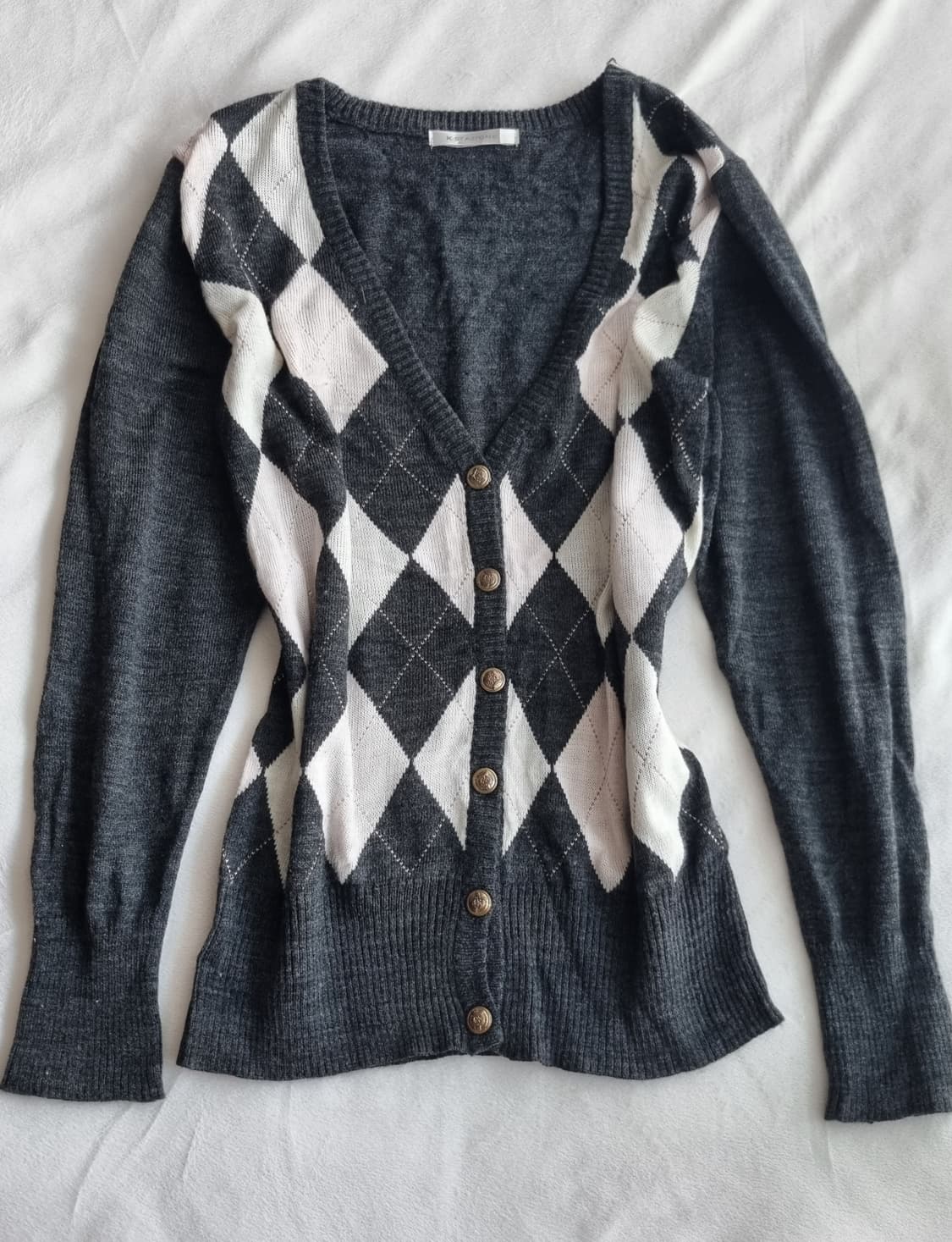 빈티지 갸루 아가일 가디건 상품이미지1