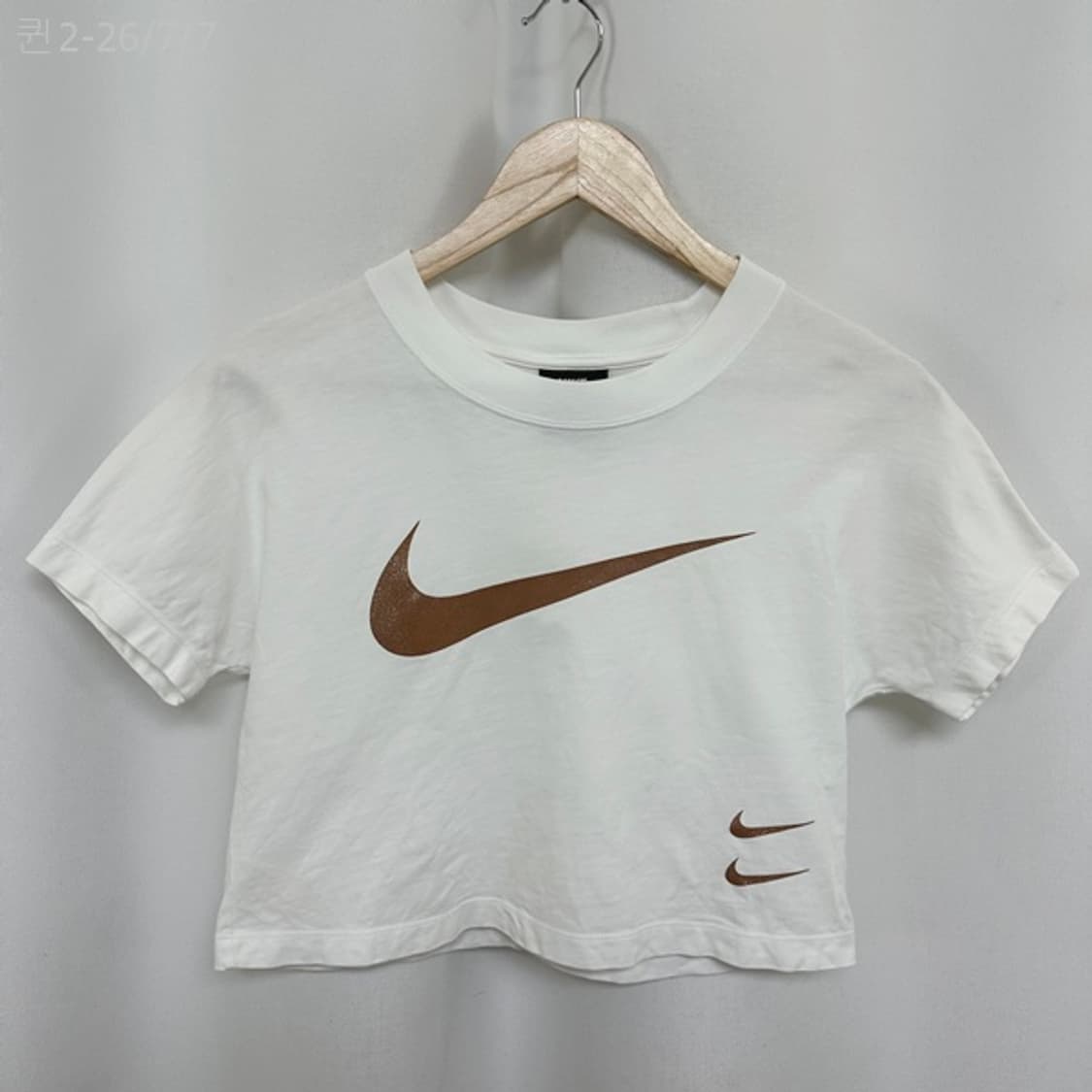
나이키 여자 면100% 크롭 반팔티 화이트 S  KJ 상품이미지1