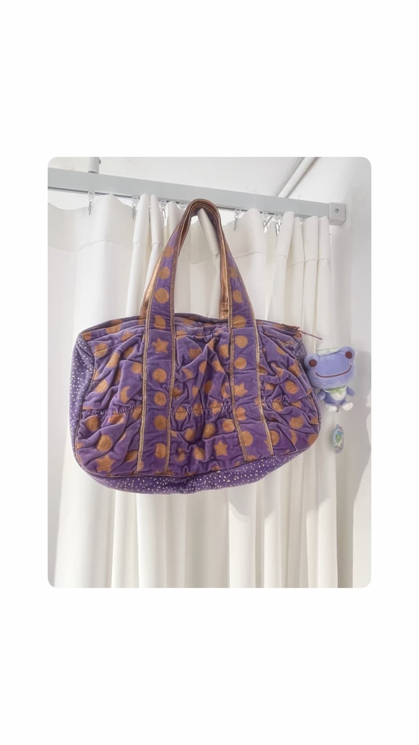 츠모리치사토 네코별 벨벳 토트백 🧙🏻퍼플 상품이미지1