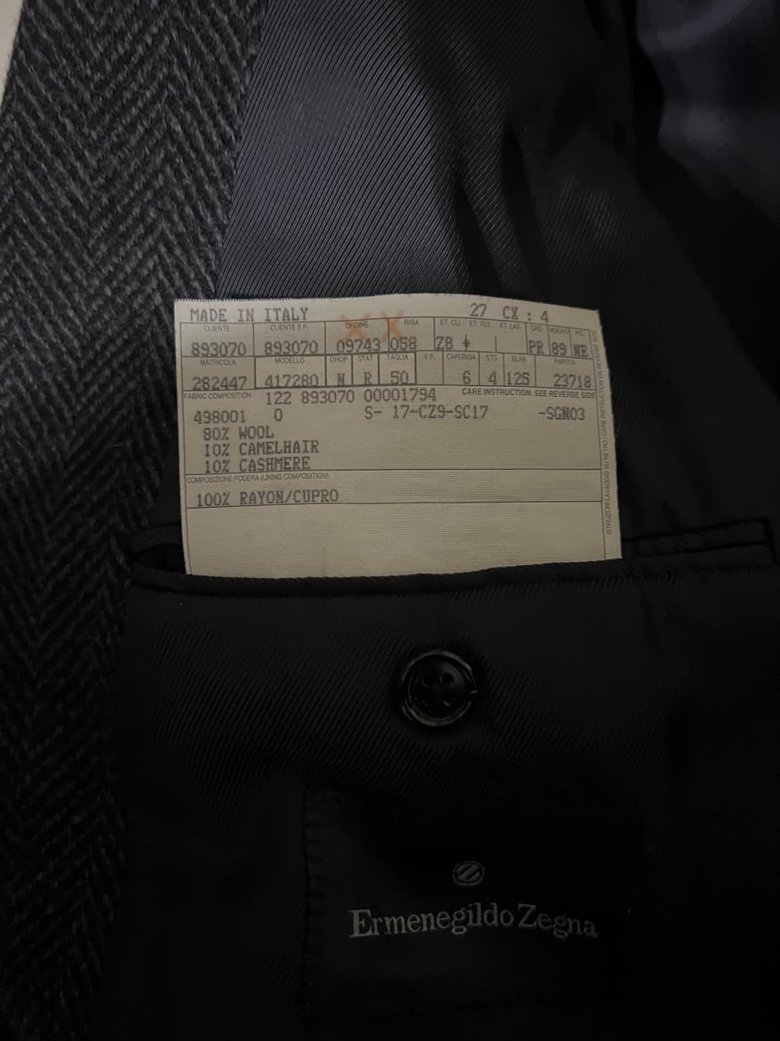 Ermenegildo Zegna 헤링본 더블 브레스티드 롱 코트 상품이미지6