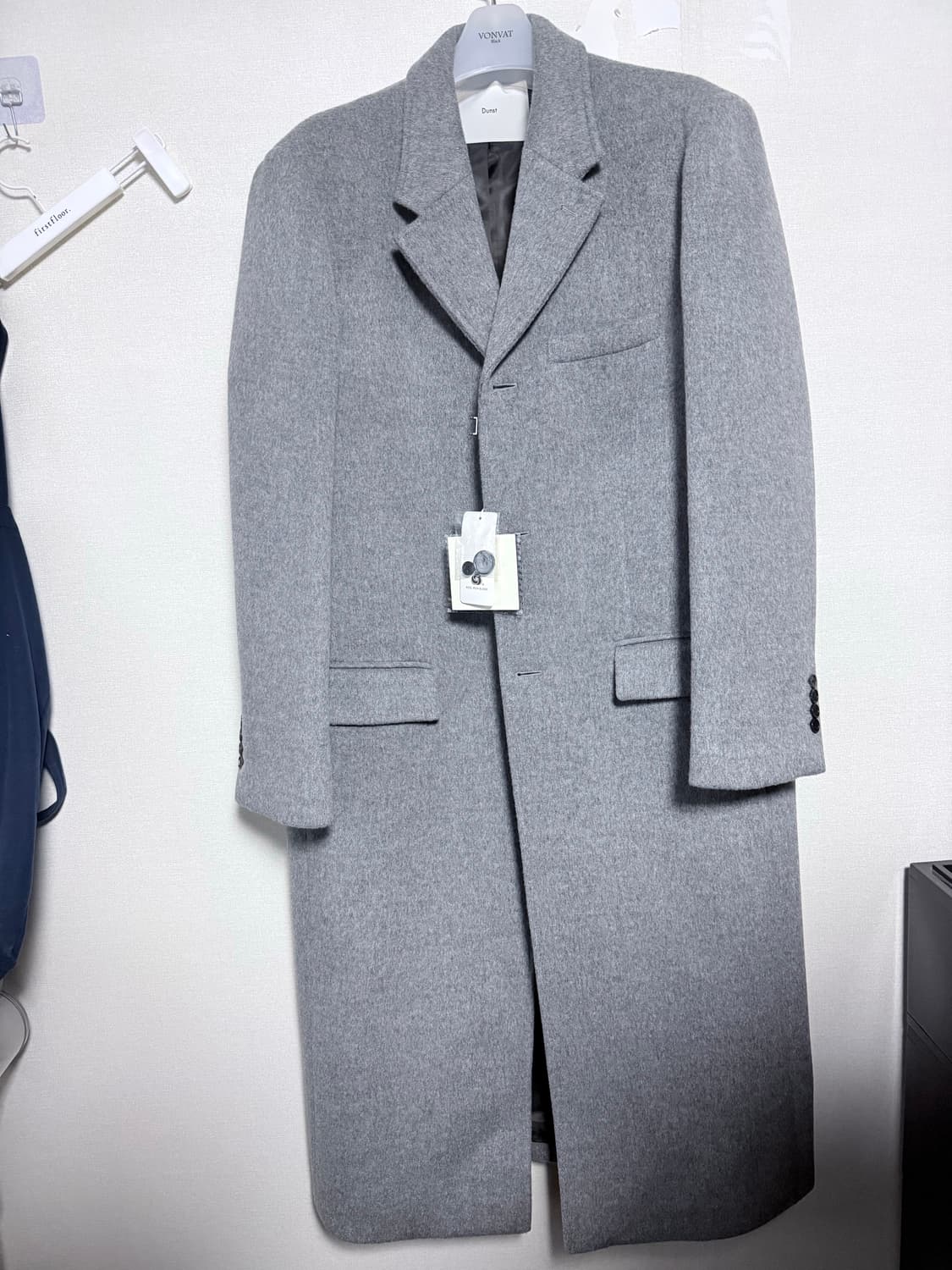 [미사용 새상품] 던스트 3버튼 싱글 롱코트 멜란지 그레이 상품이미지1